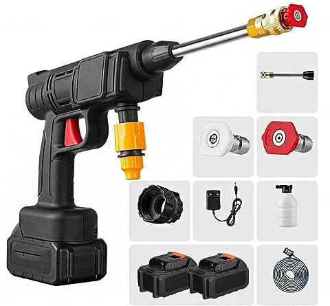 Pistola Ad Acqua Per Auto Senza Fili, Alta Potenza 600w,Due Batterie 24v1500mah Lavapavimenti Esterni, Facile Da Trasportare Spruzzatore, Per La Pulizia Delle Finestre