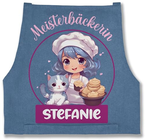 Geschenk mit Namen personalisiert by Shirtracer - Schürze - Backschürze Damen Frauen - Meisterbäckerin mit Name I Geschenk Backen I Hobbybäckerin