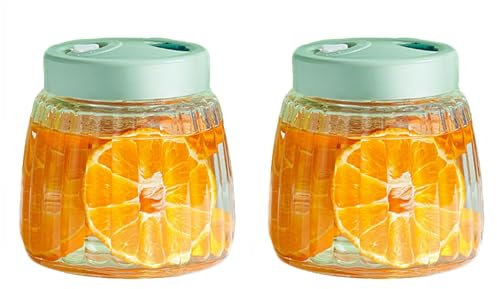 Demeuble Fermenting Jar 1 Litre, 2 Pack Mason Jars with Lids - Ideal for Safe Fermentation for Kefir, Kimchi, Sauerkraut, Sourdough Starter,Oats - Fermentation Jars Pack of 2