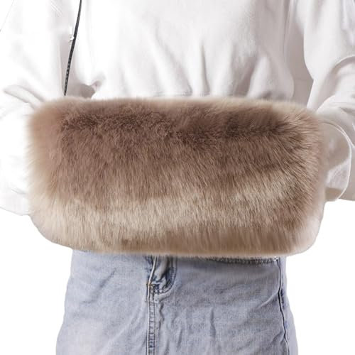 Kunstpelz Handmuff für Erwachsene, Winter, warme Plüsch-Handmuffs, leichte Handwärmer für Outdoor-Aktivitäten, Zubehör, Plüsch-Handmuffs mit Riemen, Winterzubehör