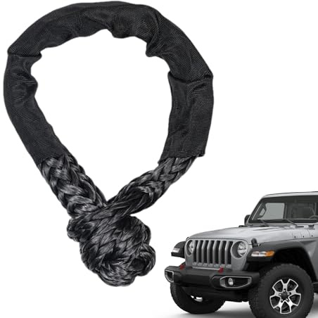 Demsyeq Corde à manille souple, corde de récupération de force souple, manilles de remorquage tout-terrain, manille souple pour remplacer la sangle de remorquage pour SUV, VTT, camion tout-terrain