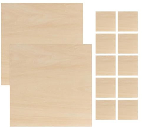 Holzbretter für das Handwerk – Holzbrett, quadratische Holzblätter | dünne rechteckige Holzbretter, 12 Stück Sperrholz, Bastelholz für Modelle