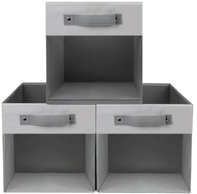 Würfel Aufbewahrungsboxen mit Sichtfenster,Mehrzweck Aufbewahrungskörbe mit Griff,Faltbar Stoffbox Organisationsboxen für Regale,Schränke,Kinderzimmer,Büro,Schlafzimmer,Abstellraum,26x26x28cm,3 Stück