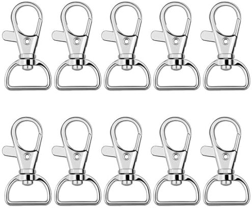 Schlüsselanhänger Karabiner,10 Stück Karabinerhaken D-Ringen,Schlüsselring Verschluss, Schwenk 360° Drehbar,Hummer-Schlüsselanhänger, Geeignet für DIY,Anhänger,Rucksack, Handtasche (20MM)