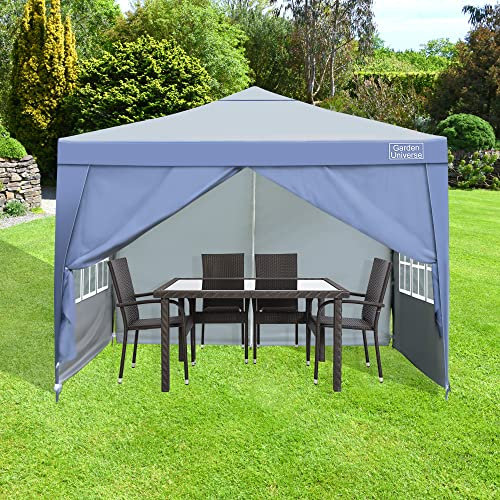 Gazebo 3x3m Heavy Duty Pop up Frame Marquee Canopy Tent By Garden Universe Grey GAZ3x3-Grey-Amz
