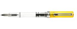 TWSBI Eco Penna Stilografica Trasparente Giallo, Pennino Acciaio EF, Caricamento a Stantuffo, 139 mm