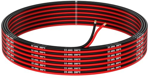 MMOBIEL 22 AWG Elektrischer Draht Parallel – 22 Gauge 10m / 32.8ft – Verzinnte Kupferkabel – 2 Adriges Kabel - Led Strips, Audio/Lautsprecherkabel, Niederspannungs-Landschaftbeleuchtung, Lampen