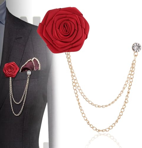 COYUN Brosche Anstecknadel Kette für Herren Kragennadeln Abzeichen Kettennadel, Herrenanzugbrosche mit Blumen, für Damen Herren Anzug Accessoires für Herren