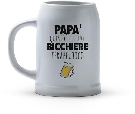 Generico ''Boccale terapeutico'' Bicchiere da Birra in Ceramica con Scritta Personalizzata Idea Regalo Festa del Papà Nonno Natale Compleanno Cavatappi Birra Durevole Casa Cucina Bar Relax