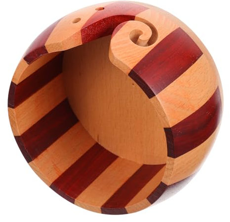 Tofficu Cuenco Para Lana De Madera Soporte De Lana Decorativo Para Tejer y Crochet