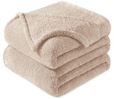 Exclusivo Mezcla Kuscheldecke Flauschig Fleecedecke Tagedecke 220x240 cm | Fleece Decke für Sofa und Bett, Kuschelige Wohndecke als Bettüberwurf, Plüschdecke für alle Jahreszeiten, Kamel
