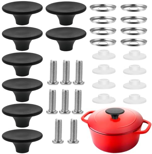 8 PCS Universal Pan Lid Handle With Silicone Ring and Screw Non-Slip Knob Replacement Stainless Steel Screw Hand Grip for Frying Pan Saucepan Lid Cover Handles Knobs Home Kitchen Accessory