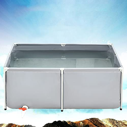 „Rüsten Sie einen großen Fischteich aus Segeltuch mit Halterungen aus verzinktem Stahl auf – 3D-Wassertank für die Koi-Zucht, als Reservoir und Schwimmbecken – Robustes Grau, Größe: 1,5 m“