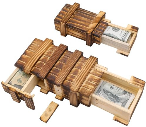 Caja Mágica con Compartimentos,Puzzles 3D de Madera,Juego Escape Room,Laberintos Rompecabezas,Caja del Tesoro,Secreto Caja para Dinero de Regalo(Single Sided Open Magic Box)
