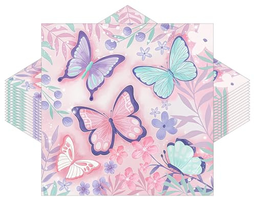 30 Stück Schmetterling Geburtstag Servietten,Schmetterling Party Servietten 33 * 33CM,Servietten Kindergeburtstag Deko Mädchen,für gartenparty,hochzeit,kindergeburtstag