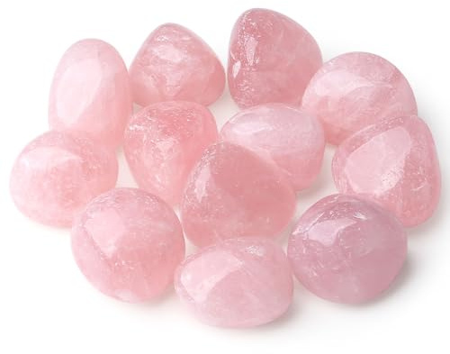 GUJOXILA Rose Quartz Crystals Gemstones Tumbled Polished Rose Quartz Stones Nature Bulk Pocket Spiritual Reiki Divination Meditation Pink Plam Rock Stone 0.22lb