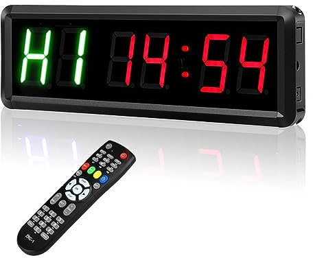 BAFEIYA Grande Orologio Digitale a LED di Grandi Dimensioni LED programmabile da 1,5 Timer da Palestra ad Alto Carattere Tabata Cronometro Count Fitness Indoor e Outdoor