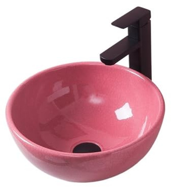 Lavabo da Appoggio Lavabo da appoggio in ceramica di piccole dimensioni, creativo e colorato, con smalto craquelé, for il bagno Lavabo Bagno(Pink)