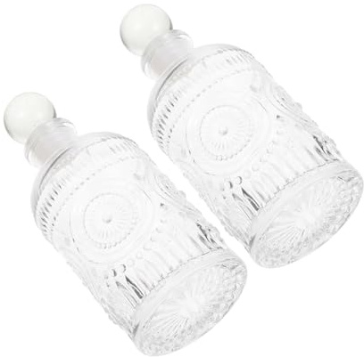 FUTUREORYY Botellas Difusoras de Fragancia de Vidrio Tallado Retro 200 Ml, Rellenables, Paquete de 2, para Aromaterapia en Hogar y Oficina, Tarros Reutilizables para Liberar Aromas