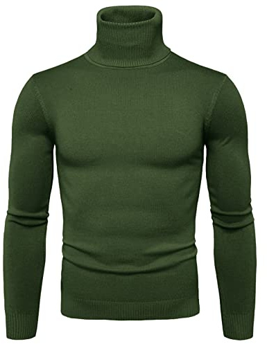Maglione da uomo a maglia fine a collo alto, a maniche lunghe, a collo alto, slim fit, a maglia grossa, per autunno e inverno, caldo, business, elegante