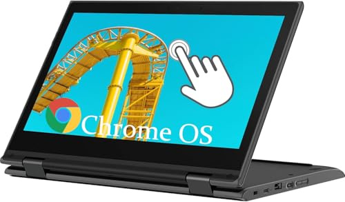 Lenovo Chromebook 300e 2-in-1 Convertible Touchscreen Laptop, 11,6 Screen Display, Intel Celeron N4020, 4GB RAM, 32GB SSD, Webcam, Chrome OS (Renewed)