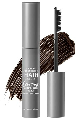 Haarmascara Braun - 4ml Haar Stick für Haaransatz & Graue Haare Abdecken - Präzise Haarfärbemittel für Stirnlinie, Scheitel & Strähnen - Wasserdicht & Schweißfest Root Touch Up - Brown Hairline Stick