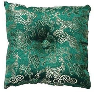 Tibetan Satin Singing Bowl Cushion (Green)