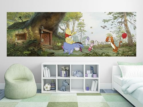 Sunny Decor | Disney | Fototapete POOHS HOUSE | 368 x 127 cm | Tapete, Wand Dekoration, Winnie Puuh, Bär, Baby, Kinderzimmer | SD413