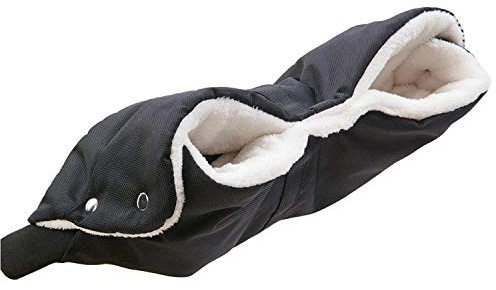 Kinderwagen Muff Handwärmer Wasserdicht Baby Stroller Hand muff Mit Fleece Winddicht Radanhänger für Winter (Schwarz)