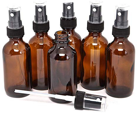 Suneast 5 Stück Kleine Sprühflasche aus Braunglas Leer Feinen Nebel Glasflaschen Apotheker-Sprühflaschen mit Schwarz Zerstäuber für Parfüm Aromatherapie, Chemische Flüssigkeit - 50ml