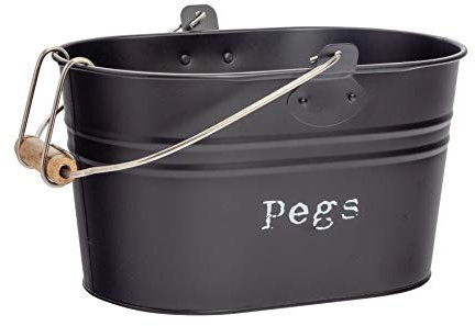 Harbour Housewares Vintage Metall -Kleidung Peg Eimer - Schwarz