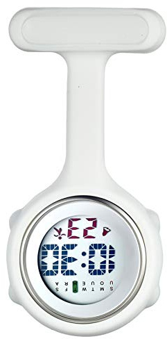 Avaner Montre Infirmiere Silicone Cadran Numérique Mouvement Electronique Montre de Poche Multifonctionnel (Blanc)