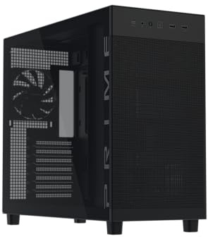 ASUS Prime AP303 Tempered Glass (Noir) – Boîtier PC Gaming ATX (4 litres, Prise en Charge de Carte Graphique et radiateur jusqu'à 360 mm, Panneau Avant USB 3.2 Gen 2 Type-C)
