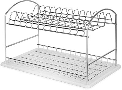 EMUCA - Escurreplatos Cocina, escurridor de Platos 2 Niveles, Cromado, Acero