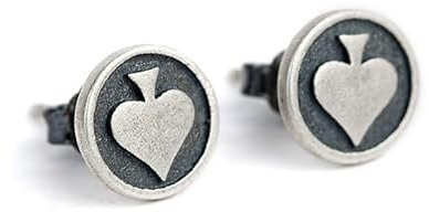 ZLING Vintage Ohrring 925 Sterling Silber Ohrstecker Poker Herz Ohrringe Street Hip Hop Rock Ohrring Schmuck
