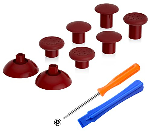 eXtremeRate ThumbsGear Interchangeable Thumbstick for Xbox Controller - Improve Comfort - Carmine Red 3 Height Domed & Concave Grips Ergonomic Adjustable Joystick for Xbox Core, for Xbox One S/X/Elite
