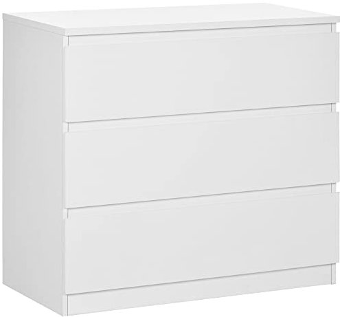 HOMCOM Chest of Drawers, 3-Drawer Storage Organiser Unit for Bedroom, Living Room, 80 x 39 x 73cm, White
