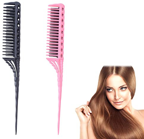 NIANOPKM Pettine per capelli da 2 pezzi,pettine da barbiere antistatico,pettine a coda di topo per donne,pettine posteriore per aggiungere volume, stile da festa