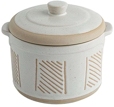 JTBDWOSK Zwiebelsuppenschüssel mit Griffen und Deckel, 400ml Keramikschüssel, Mikrowellen- und Ofenfest,C