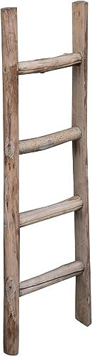 Biscottini Scaletta porta asciugamani bagno 100x7x28 - Scala Decorativa in Legno - Scala portasciugamani - Scaletta legno appendi asciugamani - Portasciugamani da parete Metallo, Bambu