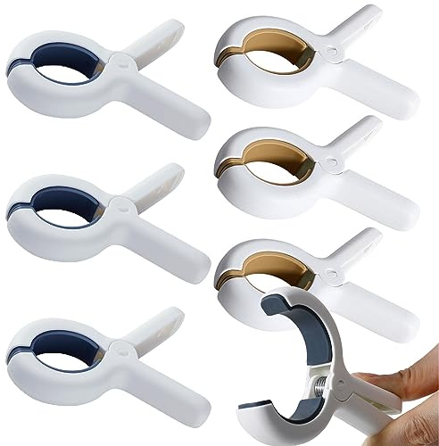 6 pezzi grandi fermagli per asciugamani, Fermagli per asciugamani da bagno, Mollettoni telo mare, Fermagli grandi per vestiti, Per vestiti pesanti, teli mare, asciugamani da bagno (Giallo + Blu)