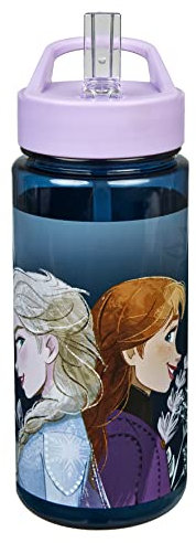 Scooli Trinkflasche Frozen - Trinkflasche für Kinder mit Motiv - Wasserflasche aus Kunststoff BPA frei - ca. 500ml Fassungsvermögen - integrierter Strohhalm - ideal für Kindergarten und Schule