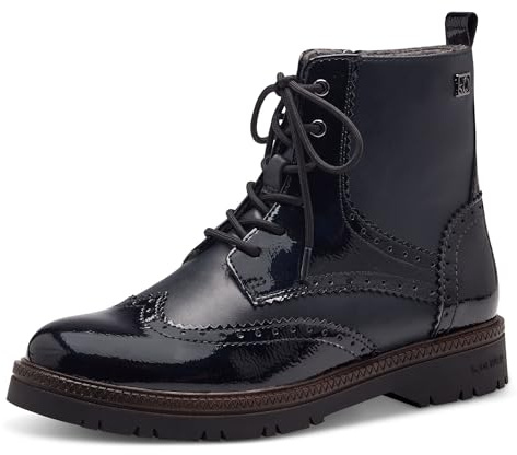 s.Oliver Damen Schnürstiefel ohne Absatz mit Reißverschluss Vegan, Blau (Navy), 41 EU