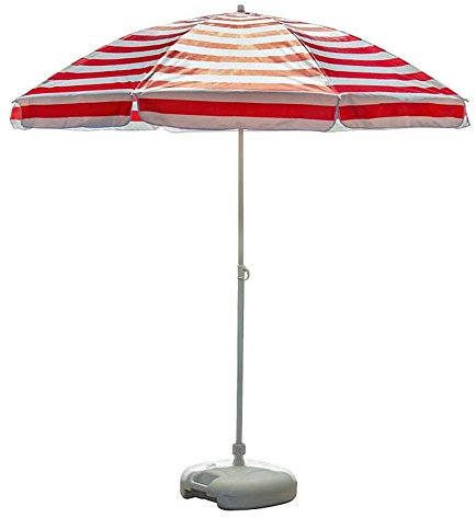 Ombrellone da Giardino Ombrellone da Giardino Ombrellone da Spiaggia, Ombrellone da Esterno Impermeabile da 6,6 Piedi con 8 Stecche in Filo di Acciaio, Motivo a Strisce Bianche Rosse, per il Campeggi