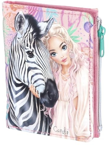 Depesche 12795 TOPModel Wild - Portemonnaie in Rosa, mit Model Motiv, Zebra, Geldbörse mit Fächern für Münzen, Scheine und Karten