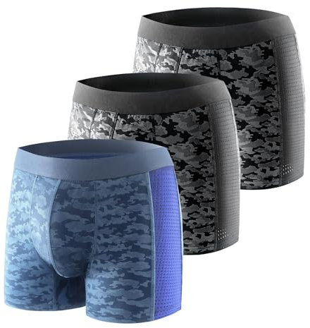 Carer 3er-Packung kühler und atmungsaktiver Inkontinenz Pants Männer, modische Herren-Inkontinenz-Boxershorts mit 80 ml absorbierendem Pad Blasenlecks leichter Inkontinenz Blau Schwarz Größe M