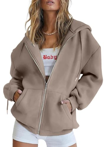 Jhsnjnr Women's Long Sleeve Sweatshirts Casual Hooded Jackets with Pockets Oversized Zip Up Hoodies
