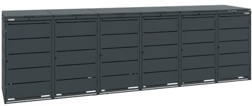MBOX24 Classic 6er Mülltonnenbox für Mülltonnen bis 240 Liter, aus verzinktem Stahl, 1er Metall Mülltonnenverkleidung in Anthrazit, robust & wetterfest