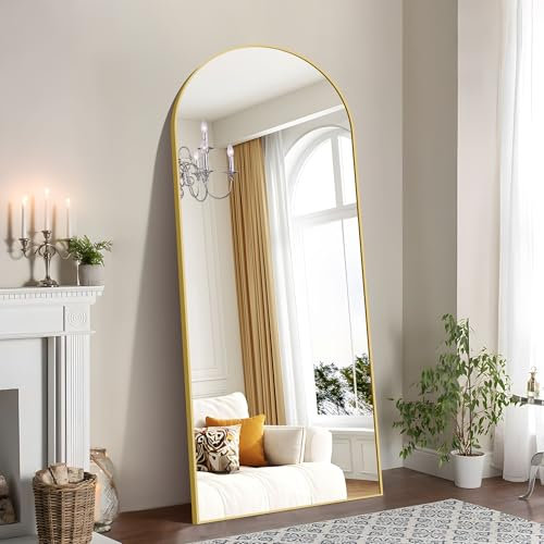 WOLIBEER Großer Ganzkörperspiegel 179x65 cm XXL Standspiegel und Wandspiegel mit Goldrahmen aus Aluminium Sicherer Stabiler Deko-Spiegel für Wohnzimmer Schlafzimmer Flur Schmink