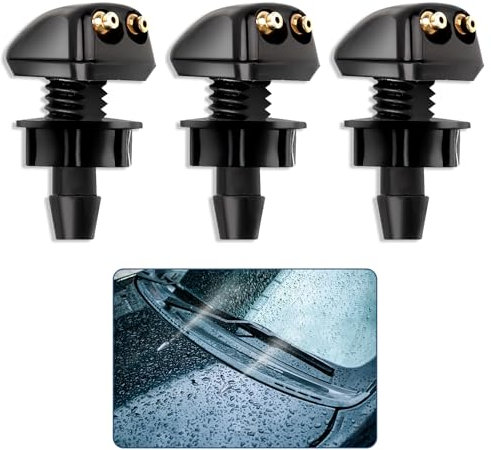 3Pcs Piccoli Getti Lavavetri per Parabrezza, Ugelli Lavaggio Tergicristalli con Ugello Doppio Foro Auto Parabrezza Anteriore Tergicristallo Rondella Universale Autos Finestra Anteriore Rondella Ugelli